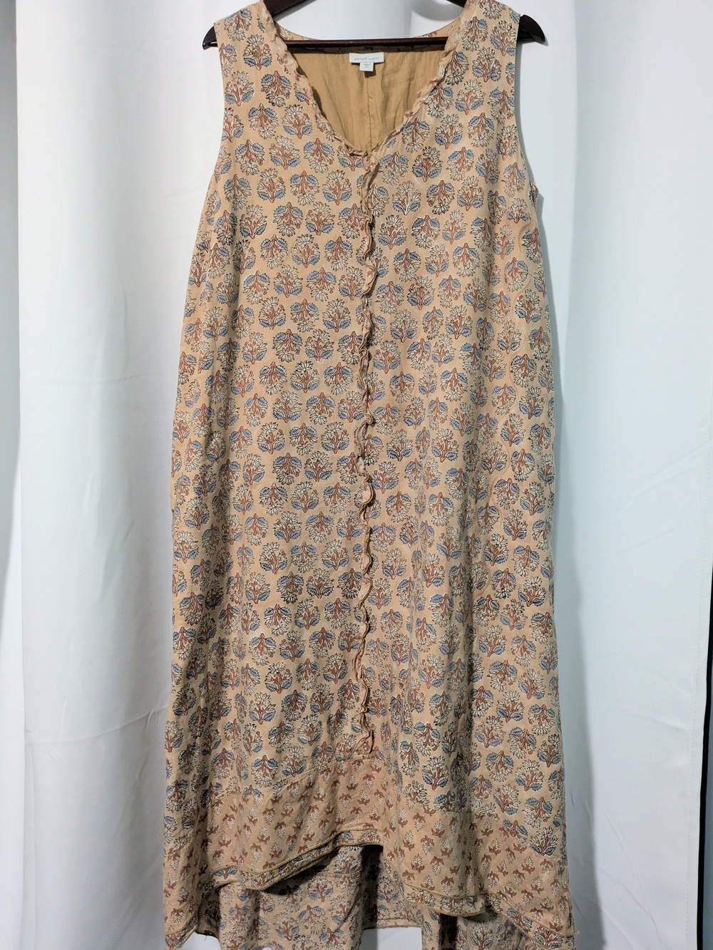 Pure Jill Elements Sleeveless Beige Floral Midi Dress